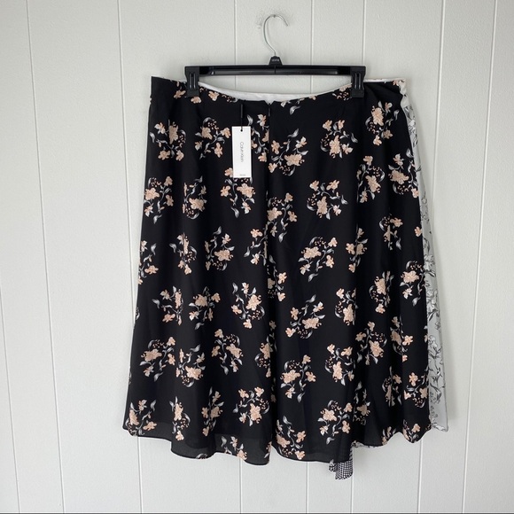 Calvin Klein Patchwork Asymmetric Hem Midi Skirt - Picture 8 of 16